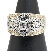 K18YG イエローゴールド Pt900 プラチナ コンビ ダイヤ0.30ct ダイヤ0.30ct リング 指輪 レディース 11.5号 【中古】